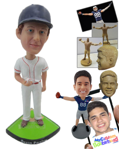 Baseball Dude Holding a Ball in His Hand Personalized Bobblehead Baseball Dude Holding a Ball in His Hand Personalized Bobblehead